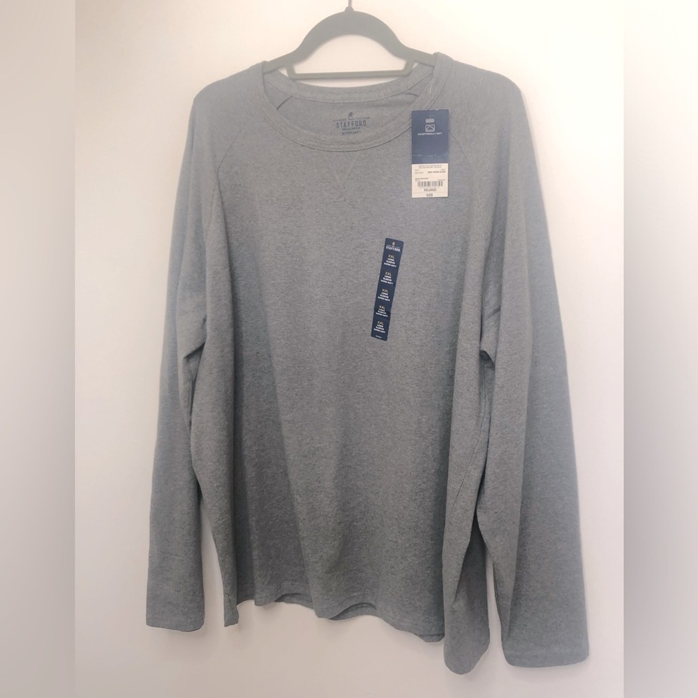 Stafford Tailored Culture Super Soft Long Sleeve Sleepwear Shirt Gray Men’s XXL